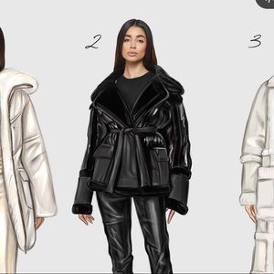 Maniere De Voir  HIGH SHINE & PLUSH PUFFER JACKET - BLACK